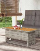 vidaXL Градинска маса сива 100x50x43/63 см акация масив и полиратан