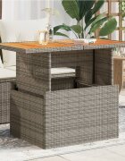 vidaXL Градинска маса сива 100x55x73 см полиратан и акациево дърво