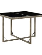 vidaXL Градинска маса сива 109x107x74 см полиратан и стъкло