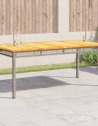 vidaXL Градинска маса сива 180x90x75 см полиратан и акациево дърво
