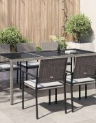 vidaXL Градинска маса сива 190x90x75 см закалено стъкло и полиратан