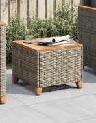 vidaXL Градинска маса сива 45x45x37 см полиратан и акациево дърво