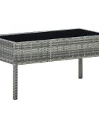 vidaXL Градинска маса сива 75x40x37 см полиратан