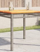 vidaXL Градинска маса сива 80x80x75 см полиратан и акациево дърво