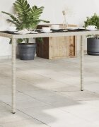 vidaXL Градинска маса стъклен плот светлосива 115x54x74 см полиратан