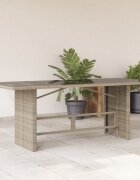 vidaXL Градинска маса стъклен плот светлосива 190x80x74 см полиратан