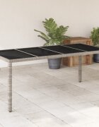 vidaXL Градинска маса стъклен плот светлосива 190x90x75 см полиратан