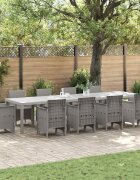vidaXL Градинска маса Светлосиво 350 x 100 x 74 см полиратан