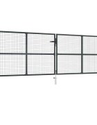 vidaXL Градинска мрежеста порта поцинкована стомана 400x125 см сива