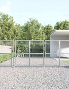 vidaXL Градинска мрежеста порта сребриста 400x125 см поцинкована стомана