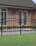 vidaXL Градинска ограда Woerden с връх тип копие черна 240x100 см стомана