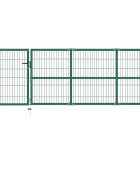 vidaXL Градинска оградна порта с колони 350x100 см стомана зелена