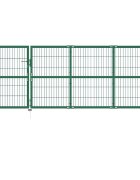 vidaXL Градинска оградна порта с колони 350x120 см стомана зелена