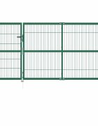vidaXL Градинска оградна порта с колони 350x140 см стомана зелена