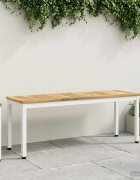 vidaXL Градинска пейка 1085 x 35 x 45 см Солидно акациево дърво Бяло