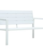 vidaXL Градинска пейка 120 cм HDPE бяла имитация на дърво