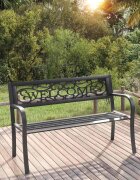 vidaXL Градинска пейка 125 см стомана черна