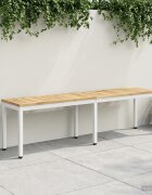 vidaXL Градинска пейка 161 x 35 x 45 см Солидно акациево дърво Бяло