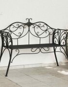 vidaXL Градинска пейка 2-Брой места 130 x 47 x 90 см Стомана Черно