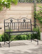 vidaXL Градинска пейка 2 -Seater 1035 x 59 x 89 см Стомана Черно