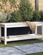 vidaXL Градинска пейка бяла 108x35x45 см борово дърво масив