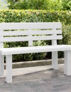 vidaXL Градинска пейка бяла 110x52x71 см полипропилен