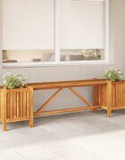 vidaXL Градинска пейка с 2 плантера 150x30x40 см акация масив