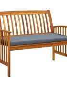 vidaXL Градинска пейка с възглавница 119 см акация масив