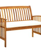 vidaXL Градинска пейка с възглавница 119 см акация масив