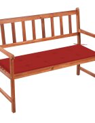 vidaXL Градинска пейка с възглавница 120 cм акация масив