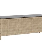 vidaXL Градинска пейка с възглавница бежова 110x30x405 см полиратан