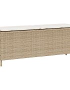 vidaXL Градинска пейка с възглавница бежова 110x30x405 см полиратан