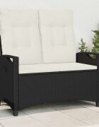 vidaXL Градинска пейка с възглавница Черен и кремав 105 x 60 x 112 см