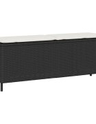 vidaXL Градинска пейка с възглавница черна 110x30x405 см полиратан
