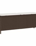 vidaXL Градинска пейка с възглавница Кафява 110x30x405 cm Поли ратан