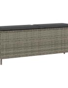 vidaXL Градинска пейка с възглавница сива 110x30x405 cm Поли ратан