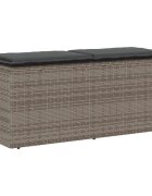 vidaXL Градинска пейка с възглавница сива 110x40x44 cm Поли ратан
