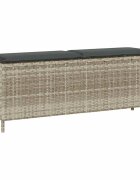 vidaXL Градинска пейка с възглавница светло сива 110x30x405 см полиратан