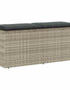 vidaXL Градинска пейка с възглавница Светло сиво 110x40x44 cm