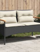 vidaXL Градинска пейка с възглавници 116x625x74 см черен полиратан