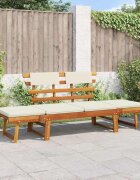 vidaXL Градинска пейка с възглавници 2-в-1 190 см акация масив