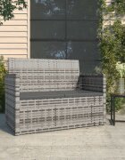 vidaXL Градинска пейка с възглавници сива 105 см полиратан