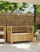 vidaXL Градинска Пейка за Съхранение 110 x 47 x 80 см Бамбук Естествен