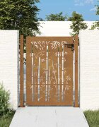 vidaXL Градинска порта 100x125 см кортенова стомана дизайн от бамбук