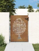 vidaXL Градинска порта 85x125 см кортенова стомана дизайн с дърво