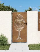 vidaXL Градинска порта 85x175 см кортенова стомана дизайн с дърво