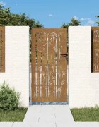 vidaXL Градинска порта 85x200 см кортенова стомана дизайн от бамбук