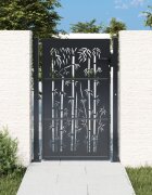 vidaXL Градинска порта антрацит 100x125 см стомана бамбуков дизайн