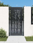 vidaXL Градинска порта антрацит 100x175 см стомана бамбуков дизайн