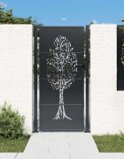 vidaXL Градинска порта антрацит 100x175 см стоманена дизайн с дърво